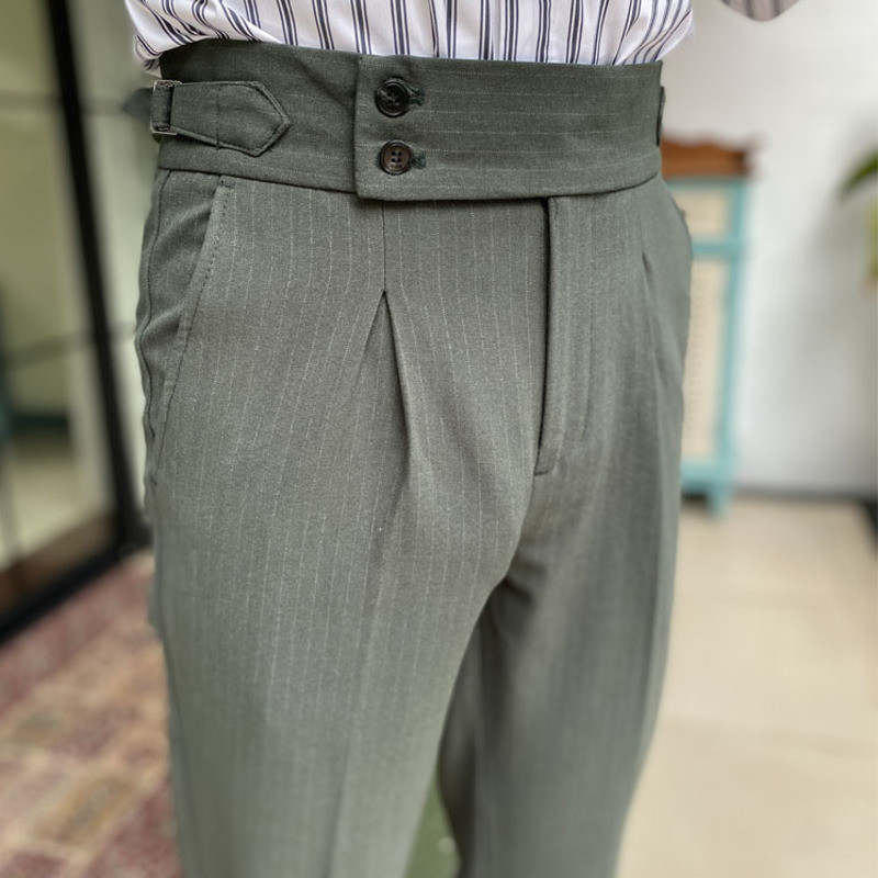 

2022 High Waist Pant Men Formal Dress Casual Fashion Solid Color Trousers, Gray