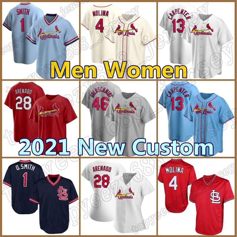 

Custom 28 Nolan Arenado Jerseys Cardinals Baseball 4 Yadier Molina 46 Paul Goldschmidt 1 Ozzie Smith 13 Matt Carpenter 22 Jack Flaherty, Blue;black