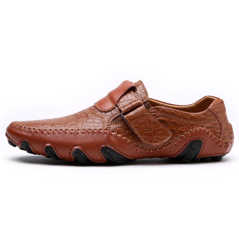 

Genuine Leather Mens Shoes Casual Brand Italian Men Loafers Fashion Breathable Driving Shoes Slip on Moccasins High Quality, Brown