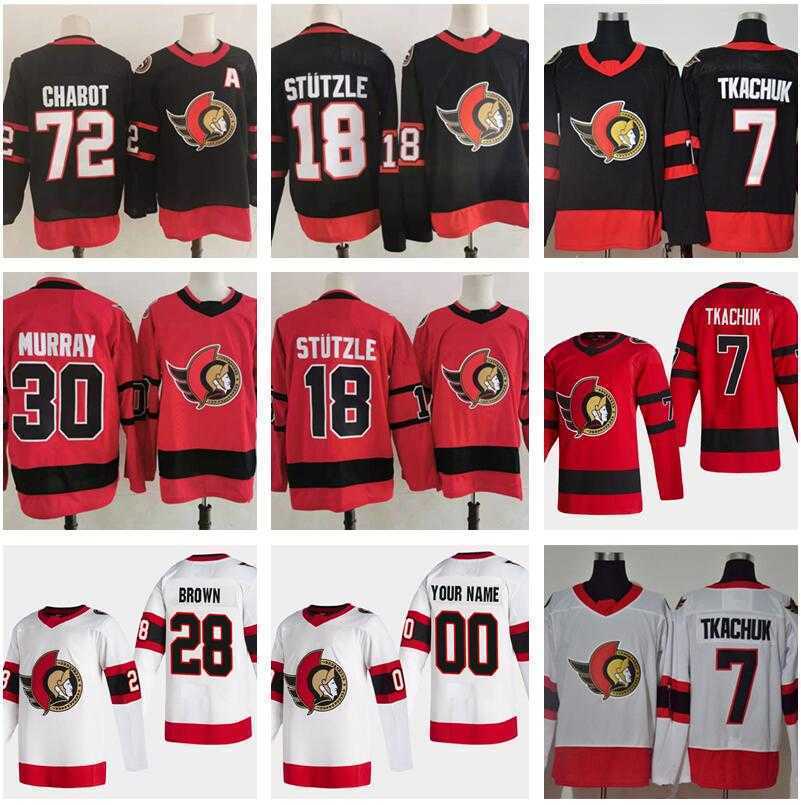 

Reverse Retro Ottawa Senators 7 Brady Tkachuk Jersey 18 Tim Stutzle Stuetzle Thomas Chabot Matt Murray Connor Brown Alex Galchenyuk Hockey, New black