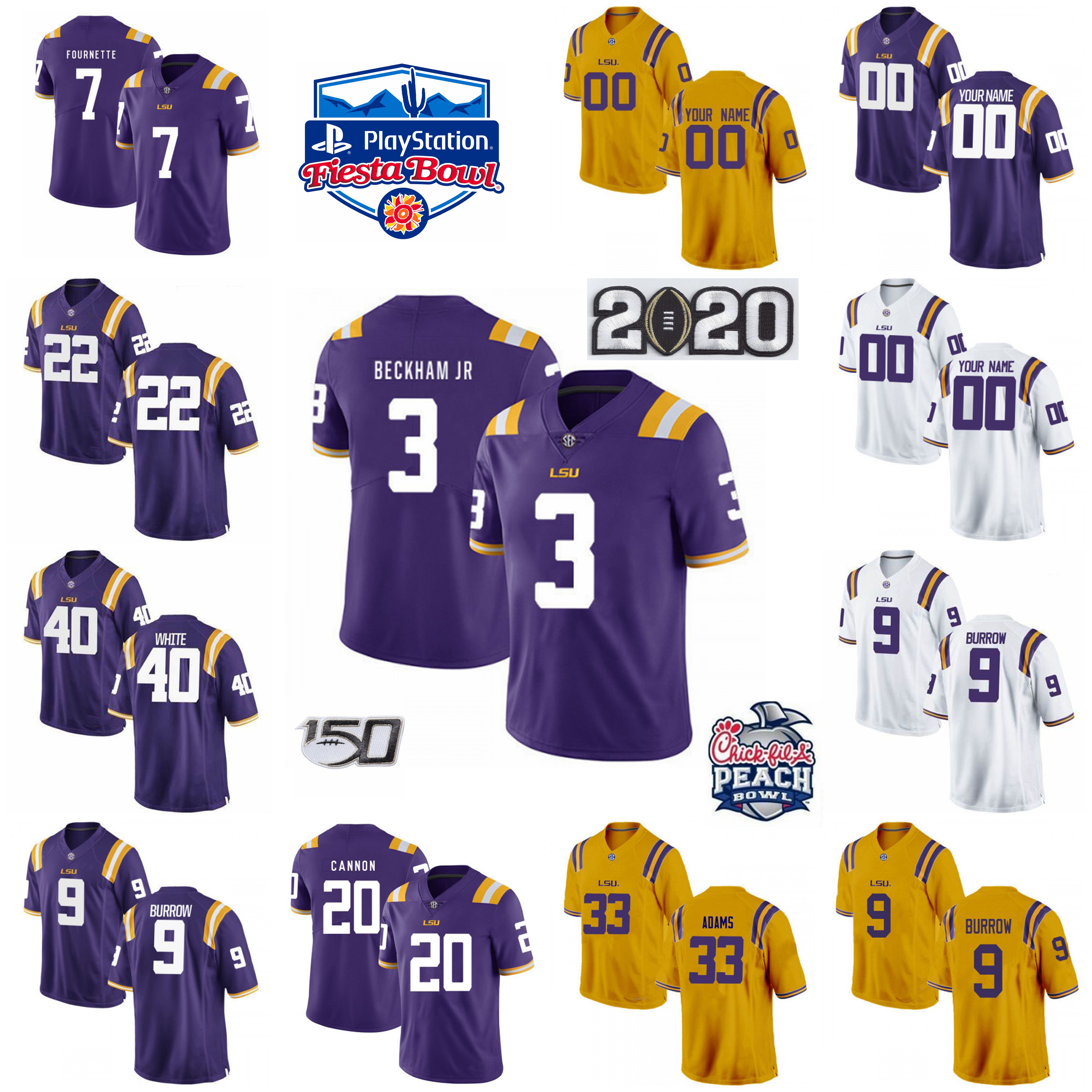 

NCAA LSU Tigers College Football Jerseys Justin Jefferson Jersey Jamal Adams Grant Delpit Tyrann Mathieu Patrick Peterson Custom Stitched Purple, Mens 00 purple_150th