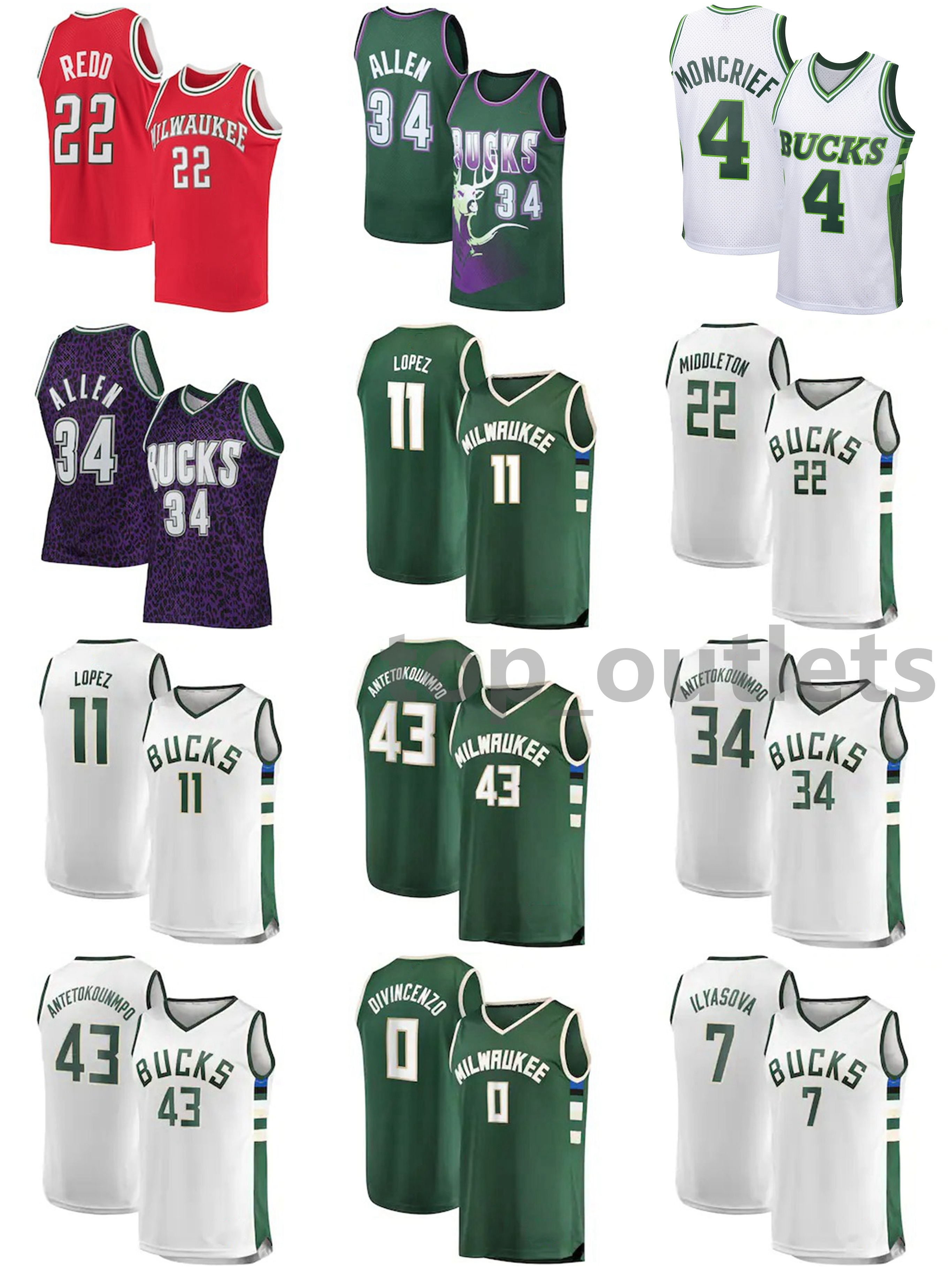 

Bucks Basketball Jerseys Giannis Antetokounmpo Jersey Ray Allen Michael Redd Jrue Holiday Bobby Portis Khris Middleton Mesh Stitched Size S-XXXL Breathable, As photo