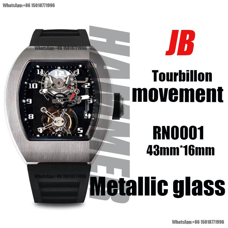 Wristwatches Top Luxury Men's Mechanical Watch 42mm Rm001 Tourbillon Carbon Bezel JBF Version 1:1 Dial Black Rubber Strap Sapphire Glass-image-706292947