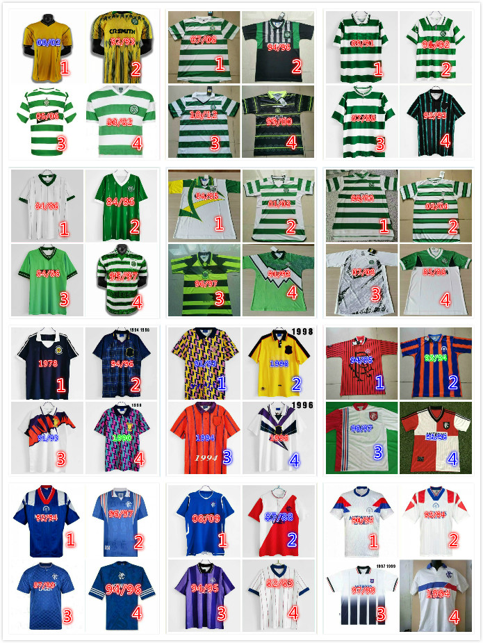 

Scotland Retro Soccer Jersey Celtic Glasgow Rangers 1984 86 87 88 89 91 92 93 94 95 96 97 98 99 2002 GASCOIGNE LAUDRUP LARSSON GALLACHER Sea, Black;yellow