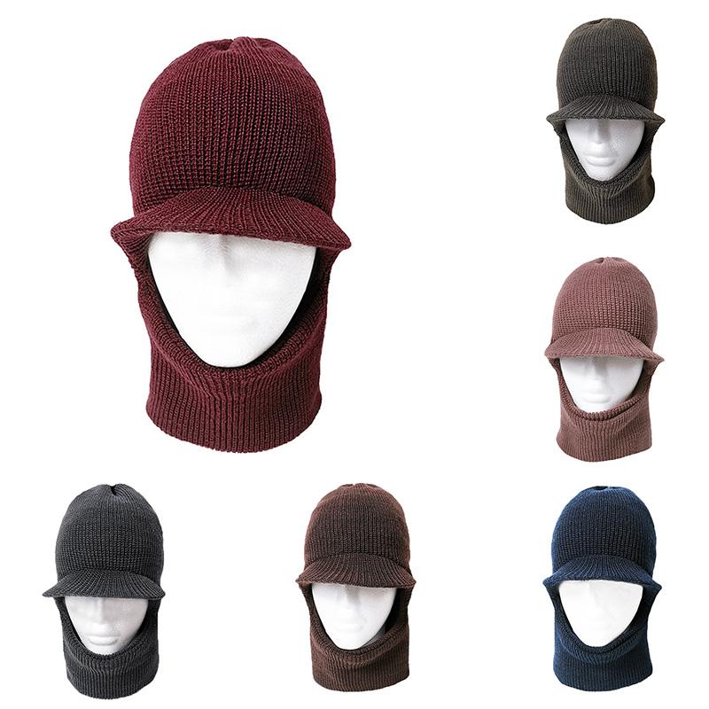 

Berets Knitting Ears Face Neck Integrated Protection Cap Solid Color Warmer Head Cover Sport Ski Snowboard Scarf Hat With Earflaps, Blue;gray