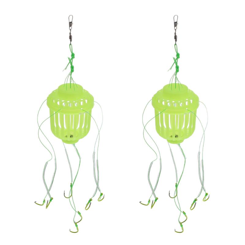 

Fishing Hooks 2Pcs Luminous Bait Practical Lure Trap Cage Basket