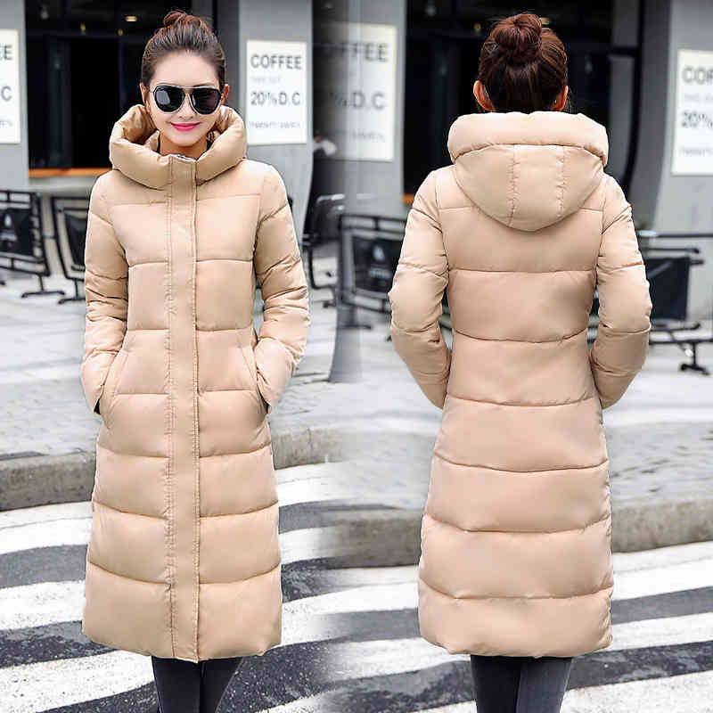 

Women's Jackets Winter Women Fur collar Hooded Coat Korean Thick Warm Long Plus size Slim Down Padded Parkas Ladies Overcoat 7GC4, Khaki