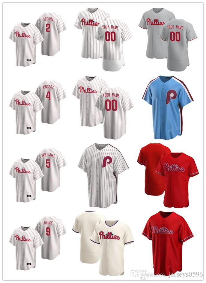 

Custom Jersey Mens women Youth Philadelphia Phillies 2 Jean Segura 4 Scott Kingery 5 Nick Williams 9 Jay Bruce Baseball Jerseys, Blue;black