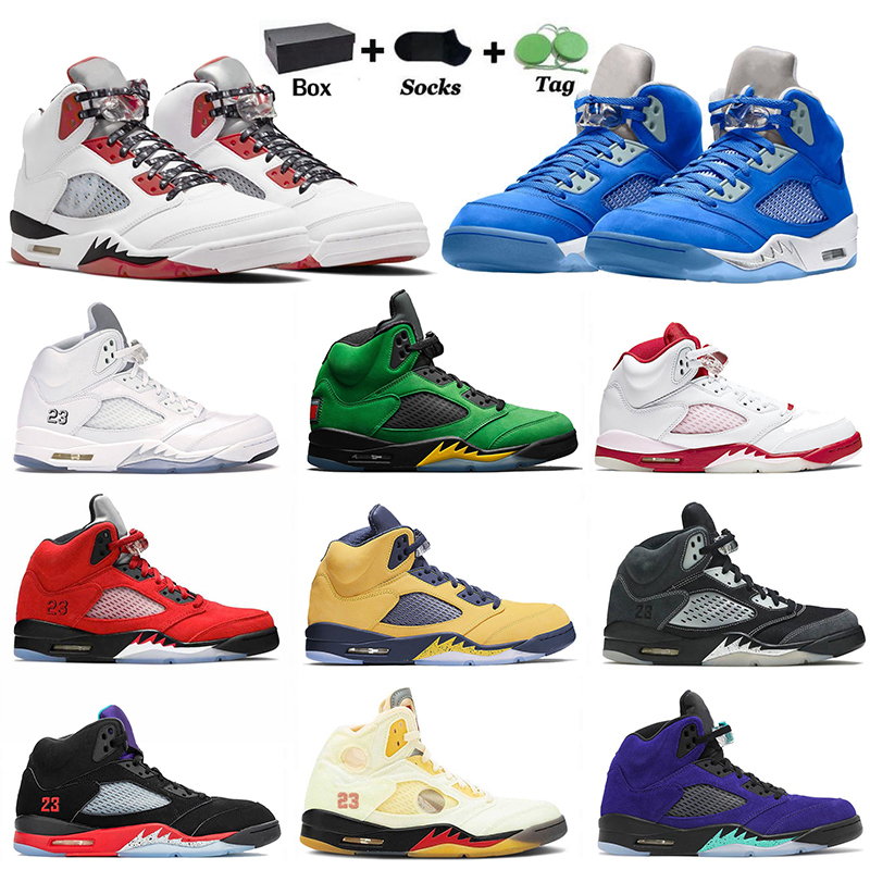 

With Box 2021 Original Mens Basketball Shoes Quai 54 Anthracite Jorden Airs Jumpman 5 5s Raging Bull Stealth White Off Bluebird Trainers Sneakers Sail SIZE 13, #b21 laney blue