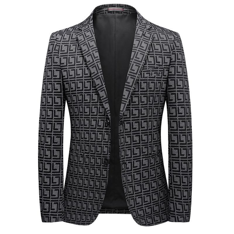 

Men's Suits & Blazers Spring Autumn Male Blazer Luxury Single Breasted Jacquard Casual Mens Fashion Slim Fit Party Man 4XL, Black