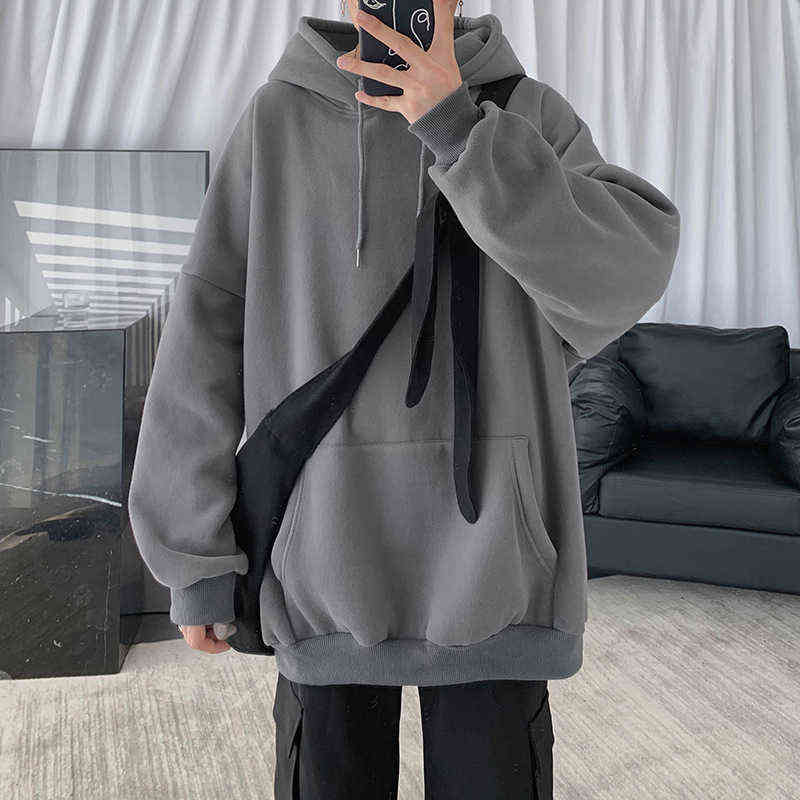 

Men Hoodies Sweatshirts Oversized 2021 Harajuku Women Streetwear Hoodie Male Hiphop Winter Basic Sweatshirt, Darkgray