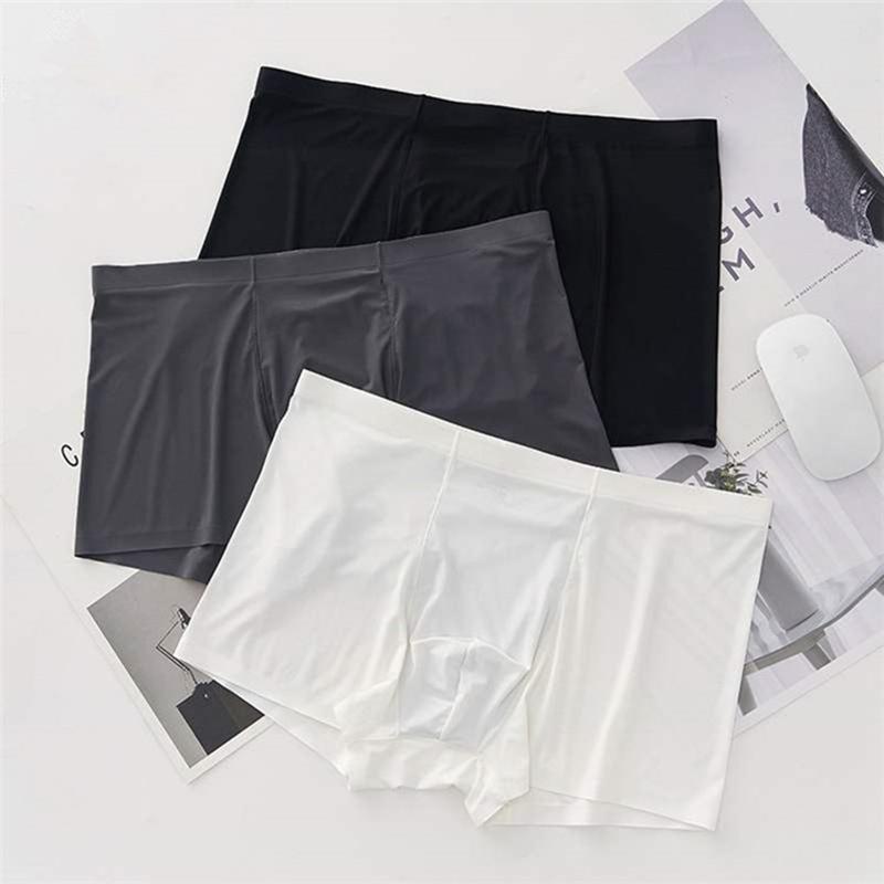

Underpants Ice Silk Men Underwear Sexy Transparent Boxer Shorts Panties Ultra Thin Breathable Comfortable Boxers 2021, Black;white