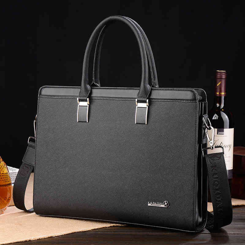 Handbag Portfolio Briefcases Kuqi Kangaroo Cross Pattern Brand Men's Computer Business Briefcase Online Store-image-746334273