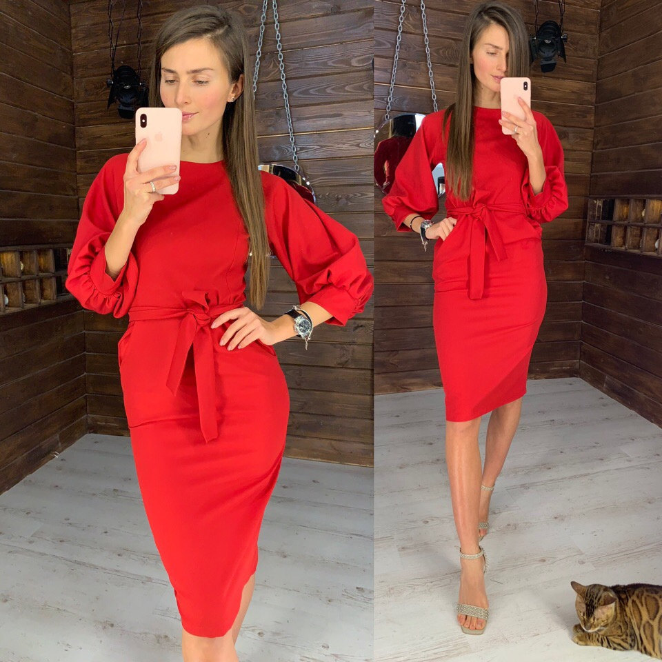 

Women Vintage Lantern Sleeve Sashes Party Dress Long Sleeve O-neck Solid Sheath Elegant Casual Dress Autumn Fashion Dress 121610, Red