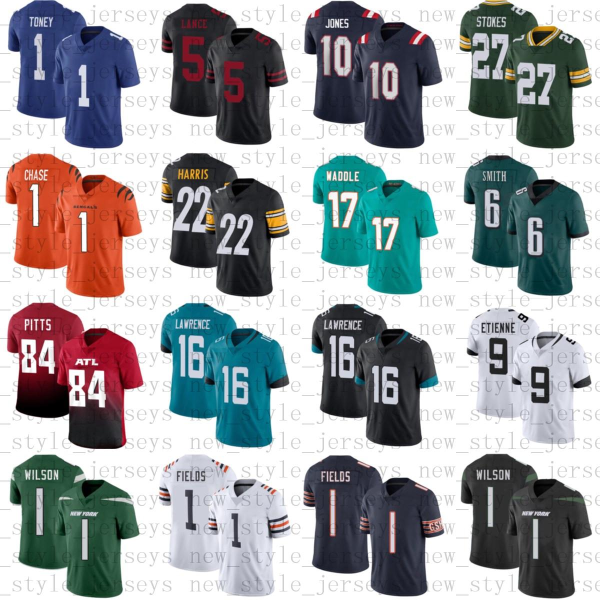 

16 Trevor Lawrence Zach Wilson Mac Jones Atlanta Falcons Jerseys DeVonta Smith Justin Fields Trey Lance Jaylen Waddle Kyle Pitts Penei S, Black;red
