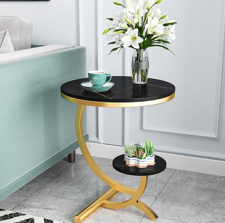 

Luxury Marble Sofa Side Table Corner Living Room End Bedside Small Round Coffee