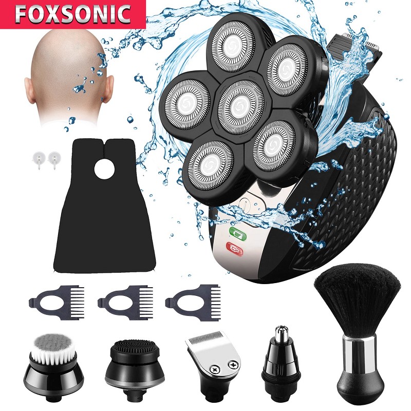 

SONIC 2021 NEW 6 in 1 Multifunction Rechargeable Electric Men Electric Shaver 6D Floating Heads Bald Head Shaver For Men