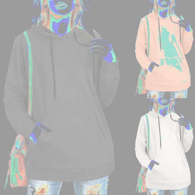 

Women's Hoodies & Sweatshirts Casual Top Women Pullover Soild Sweatshirt Long Sleeve O-Neck With Pocket, Black