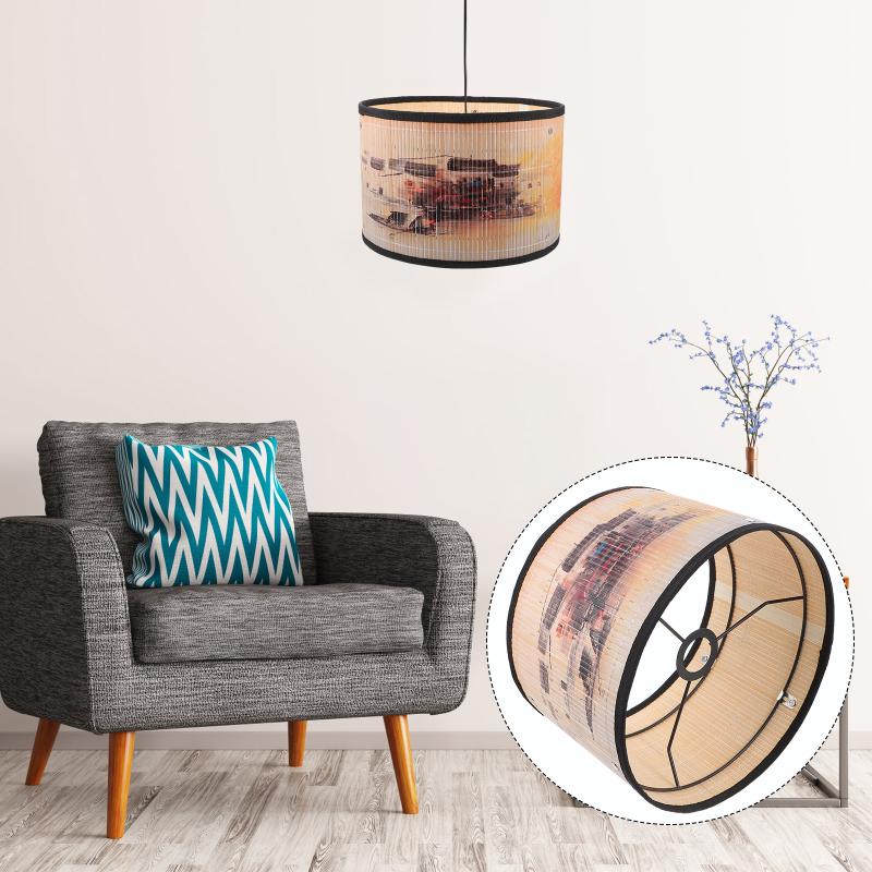 

Lamp Covers & Shades 1 Pc Bamboo Cover Chandelier Decor Printing Lampshade