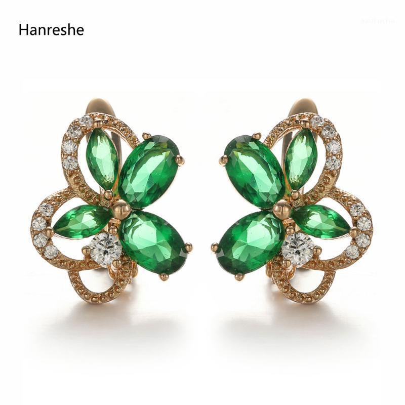 

Hanreshe Beautiful Crystal Stud Earring Blue Green Quality Natural Zircon Earrings Women Punk Jewelry Copper Gift, Golden;silver