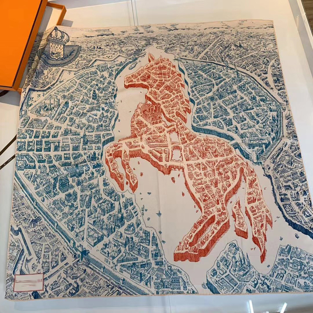 

4 colors Square horse Print Scarf Women Shawls Foulard Femme Large Twill Silk Scarfs 90*90cm