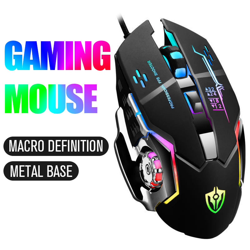 

Macro definition programming Mice wired gaming mouse ergonomic with 4 color breathing lamp and adjustable DPI for Windows PC gamers