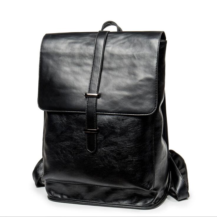 

Factory wholesale men handbag college style flip leather backpack outdoor waterproof leathers casual messenger bag street trend plaid mens backpacks, Black1