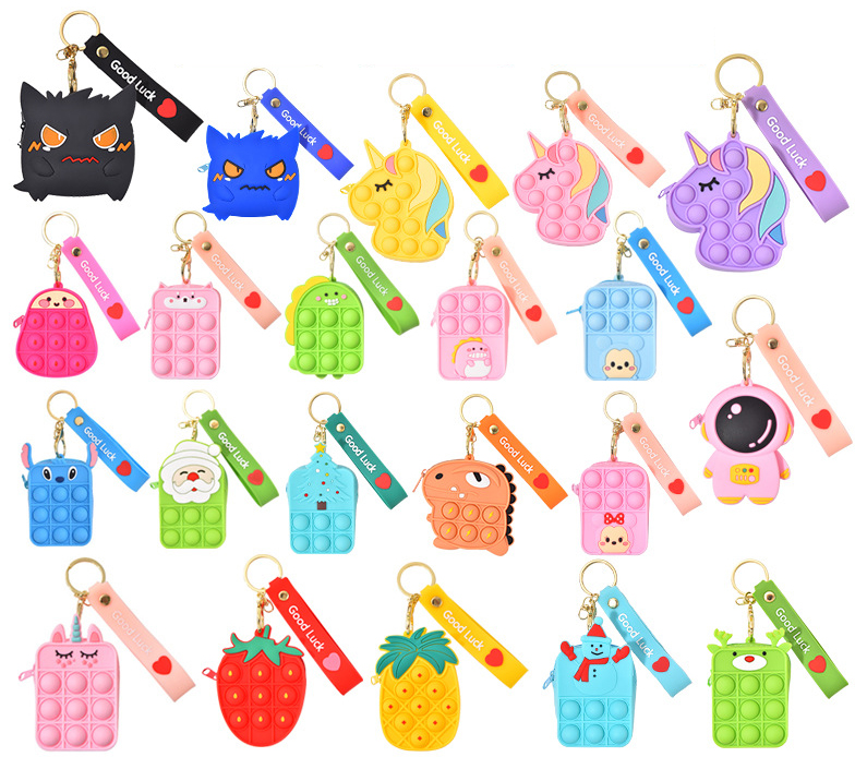 

Fidget Toys Sensory Christmas Cartoon Unicorn Coin Purse Push Bubble Anti Stress Educational Children Adults Decompression Toy Surprise Gift Wholesale In Stock