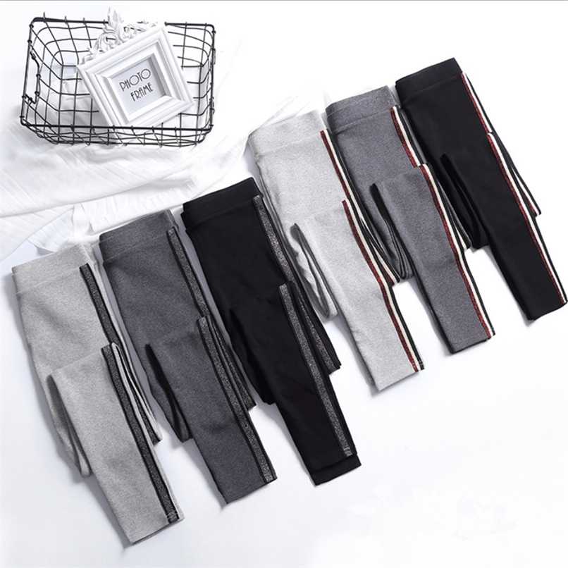 

Spring Summer Cotton Leggings Women High Waist Side Stripes Sporting Fitness Leggings Pants Slim Leggings High Quality 211108, Style2