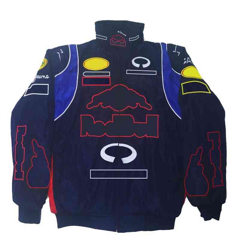 

F1 Formula One Racing Suit Men's Cross-country Motorcycle Winter Cotton Jacket Loose Windproof Men and Women Embroidery, Black;brown
