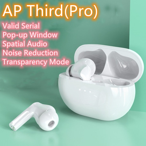 

AP 3 Pro H1 Earphones TWS Wireless Bluetooth Headphones Noise Cancelling Transparency Mode Spatial Audio Pop Up Window Rename Smart Sensor VS W1 Air2 Air3 Gen2 Gen3, White
