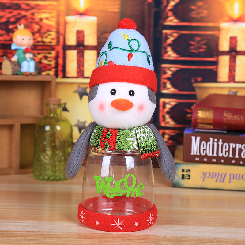 

Christmas Candy Jar Plastic Transparent Gift Box Elderly Snowman Elk Christmas Supplies Decoration Children's Small Gifts Decorative Jar