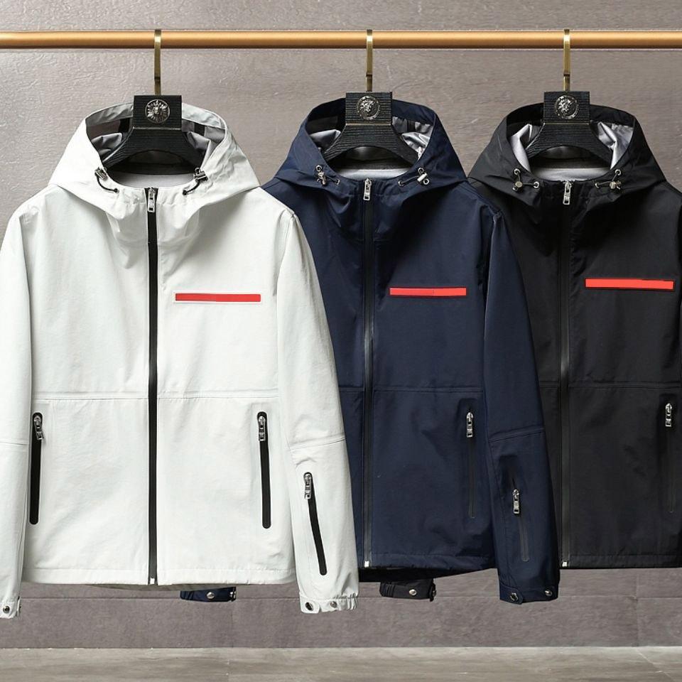 

mens jacket wind breaker long sleeve letter printing hoodie zipper pocket waterproof black parka coat autumn and winter plus size coats clot, Black;brown