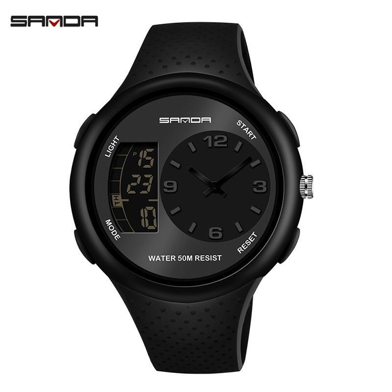

Wristwatches SANDA Men's Watches Top Military Sport Digital Quartz Waterproof Electronic Male Clock Relogio Masculino, Armygreen