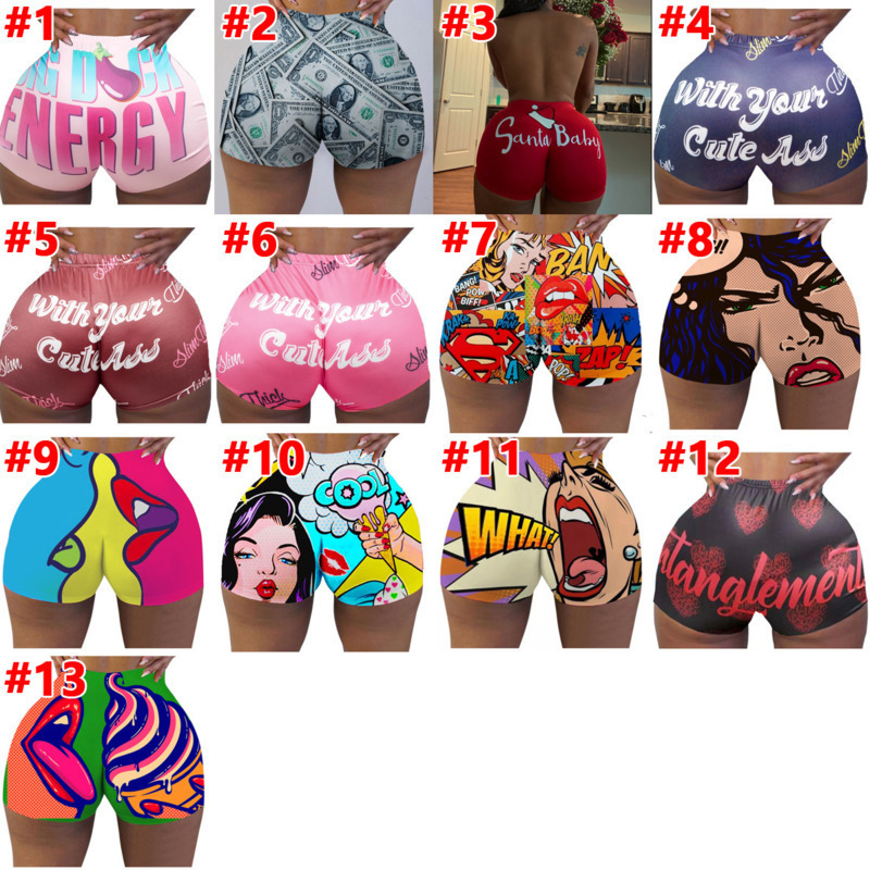 

womens clothing Sexy Shorts PIus Size Pants Tight Shorts Personalise Pattern Printed Short Yoga Pants Fitness Candy Shorts Skinny, B1-b16