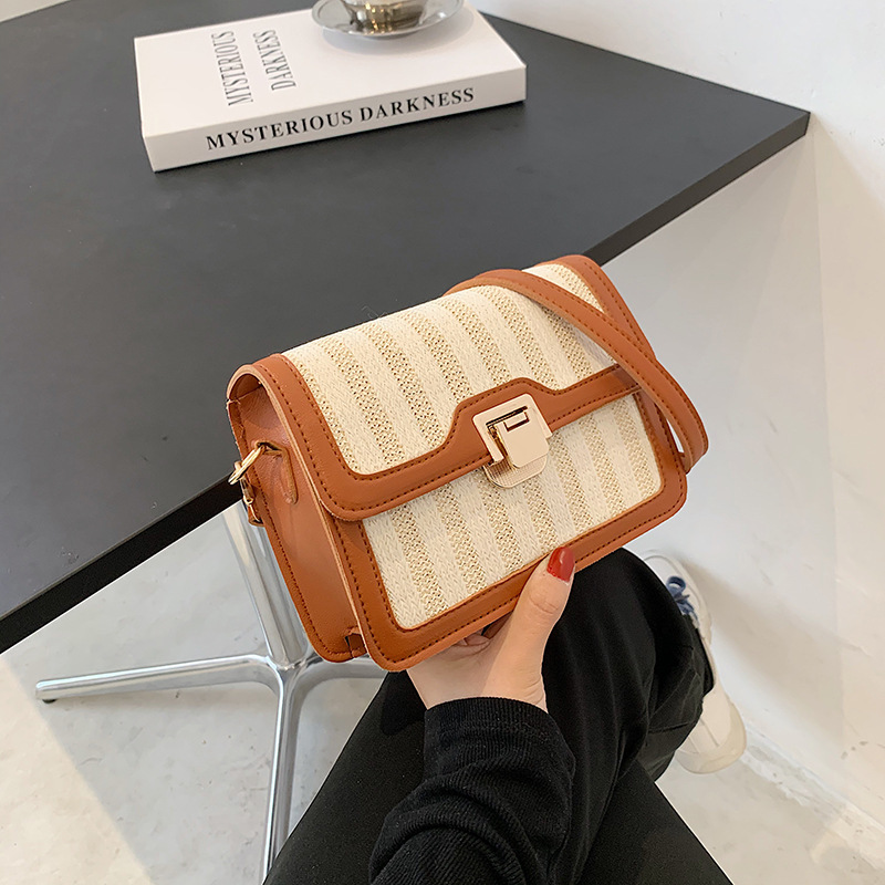 

new handbags straw portable women's 2021 fashion chain woven single shoulder messenger small square bag factory direct sale