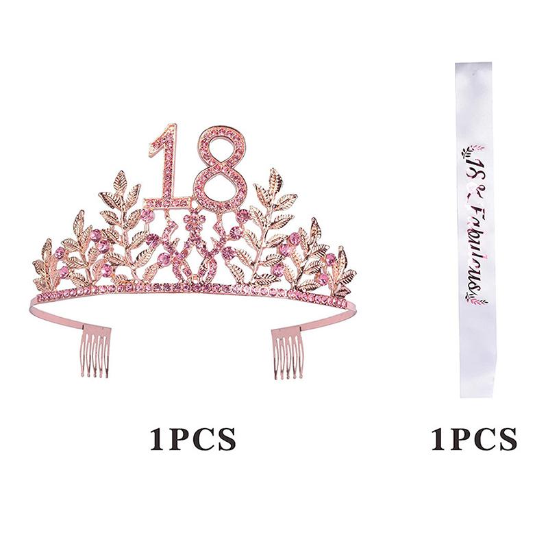 

Hair Clips & Barrettes Bling Rhinestone Crystal Crown Tiara Birthday Anniversary Decoration Happy 6 10 18 50th Satin Sash Party Supplies, Golden;silver