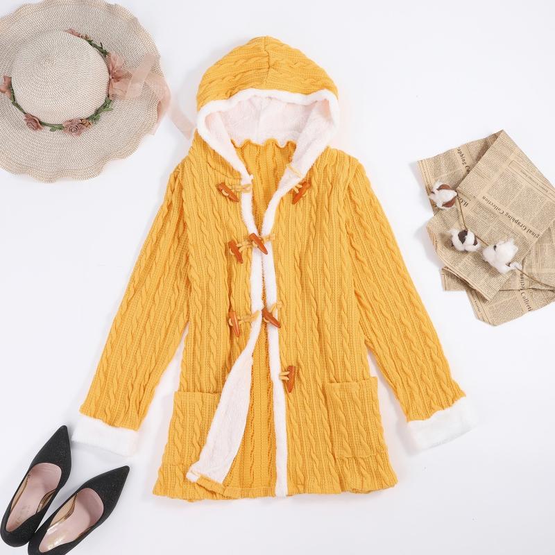 

Women's Jackets Fleece Lined Cashmere Knitted Sweater For Women Long Sleeve Hood Coat Jacket Winter Tops Winterjas Dames