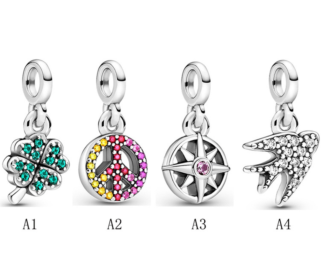 

Exquisite S925 Sterling Silver Fit Pandora Couple Necklace Summer New Products Me Small Accessories String Hanging Love Heart Blue Crysta Ch