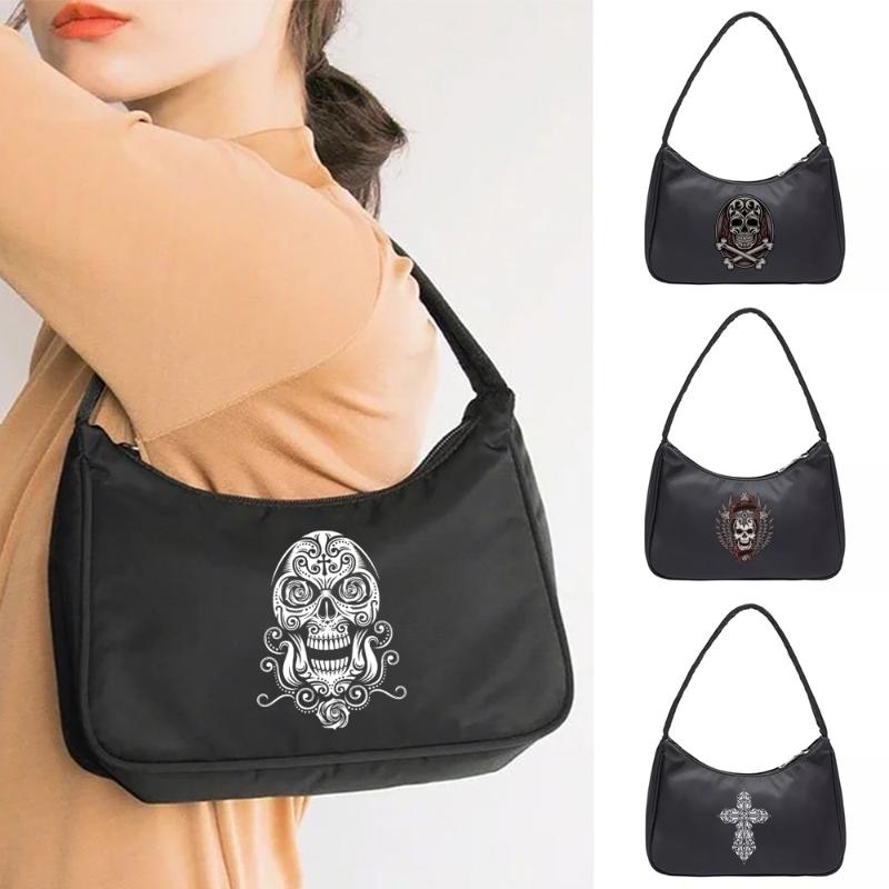 

Evening Bags Fashion Ladies Handbag Shoulder Underarm Bag Mini Shopping Tote Skull Print Casual Harajuku