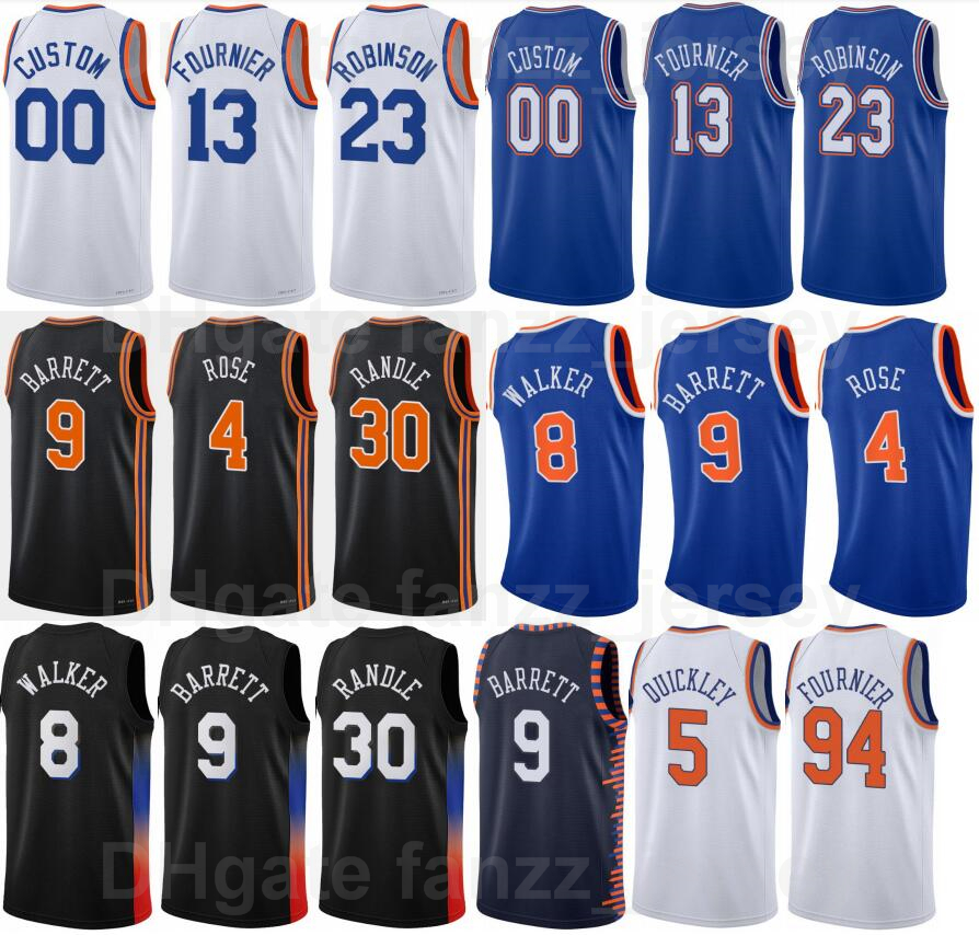 

Basketball 75th Anniversary Printed Mitchell Robinson Jersey 23 RJ Barrett 9 Derrick Rose 4 Julius Randle 30 Kemba Walker 8 Evan Fournier 13 Sports Man Woman Youth, 75th navy blue