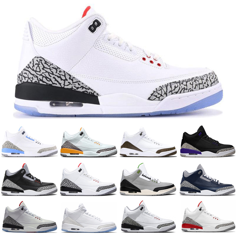 

Original 3s Basketball Shoes 3 Racer Blue Cool Grey Court Purple Varsity Royal Chlorophyll Black Cat Mocha Mens Trainers Sport Sneakers, Laser orange