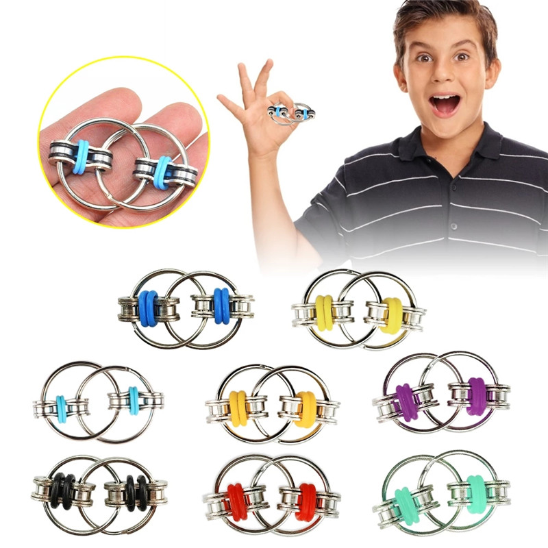 

DHL Adult Child Fidget Toys Decompression Roller Key Ring Finger Spinner Chain Stress Reliever Bike Rings