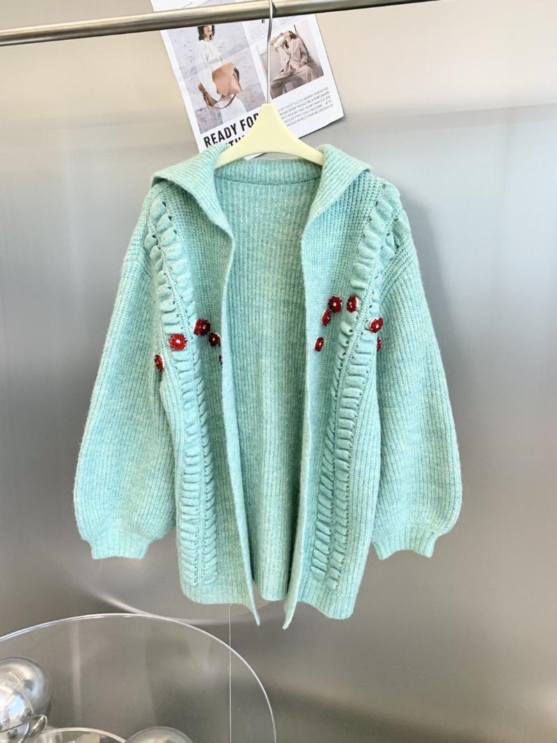 

Women' Knits & Tees 2021FW Autumn Fashion Women Flower Beading Wool Cardigan Female High Quality Sweater Ddxgz2 10.26, Mint