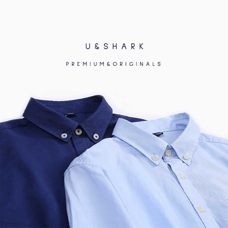 

U&SHARK Classic Oxford Shirts for Men Long Sleeve Formal Business Shirt Men Blouse 100% Cotton Texture Fabric Mens Dress Shirts 210603, Navy blue