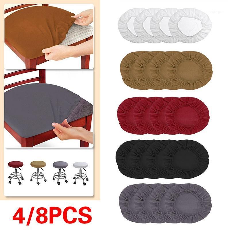 

8/4 PCS Elastic Slipcovers Fit For Oblong/Square /Round Chair Cover Decor Dining Seat Covers