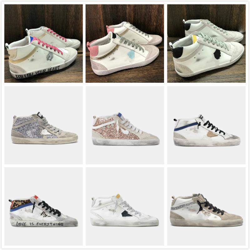 

Mid Star High Top Shoes Fashion Sneakers Italy Classic White Do -Old Dirty Designer Man Women Shoe Silver Glitter R MVq Golden Luxury Gooses, Star1