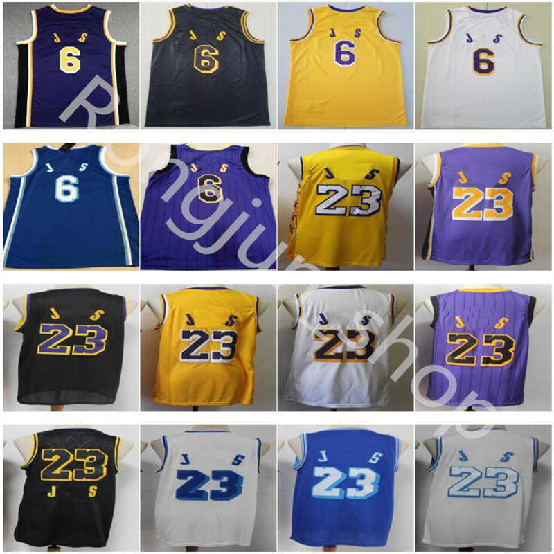 

2021 Mens Stitched 6 James Basketball Jerseys Retro Mitchell and Ness Top Quality Black Yellow Purple Blue White City Jersey, Picture