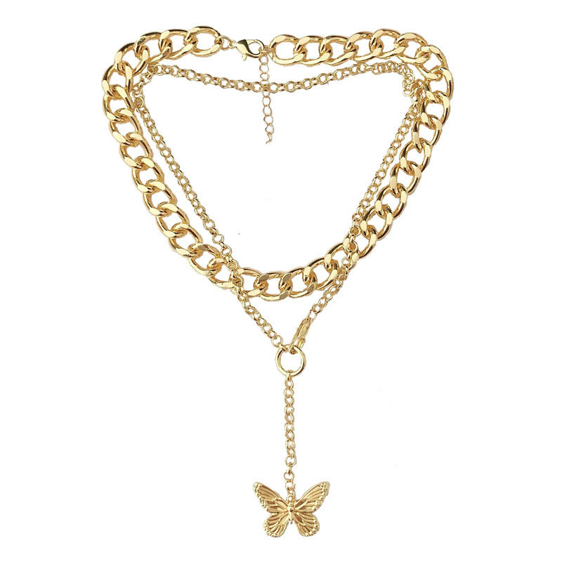

Japanese and Korean Simple Butterfly Necklace Female Clavicle Chain Student Korean Simple Minority Girlfriends Gift