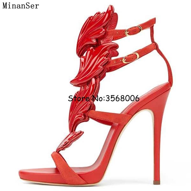 

Angel Wing Lady Stiletto High Heels Sandals Shoes Open Toe Sexy Buckle Strap Gladiator Style Woman Thin Pumps, Picture 18